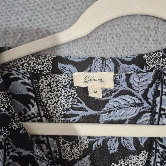 Elan Women's Printed Blue Puff Sleeve Babydoll Dress M - Picture 5 of 6